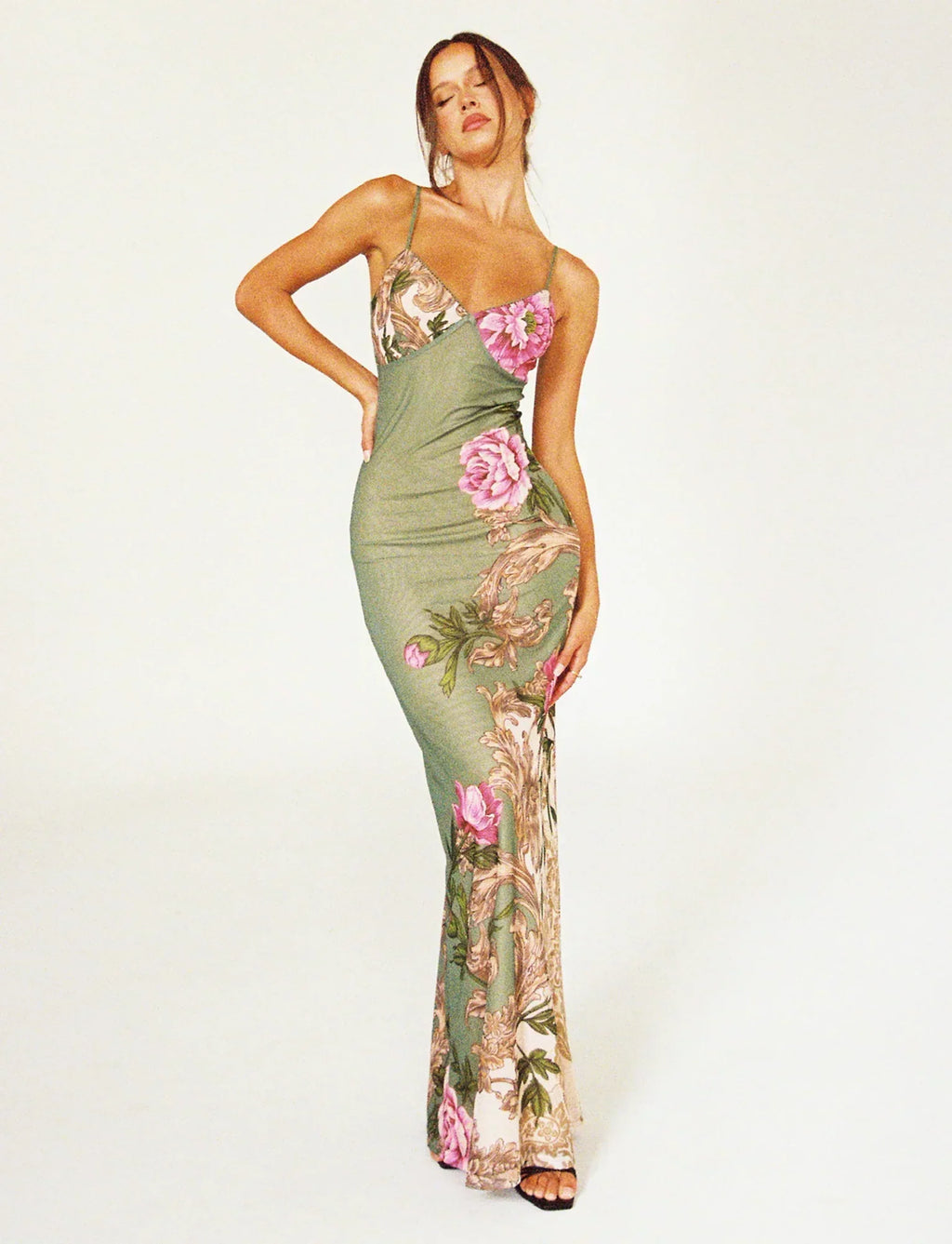 GR | Floral Green Lace Dress