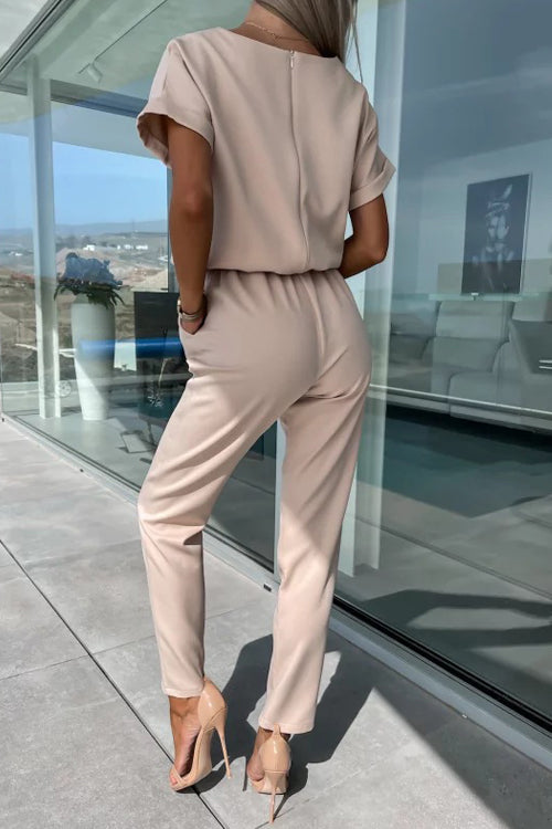 GR | Elegant Keyhole Jumpsuit with Belt for Women