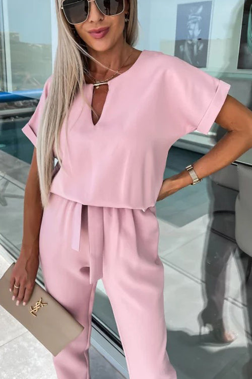 GR | Elegant Keyhole Jumpsuit with Belt for Women