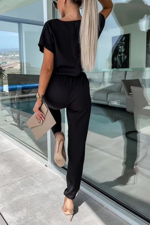 GR | Elegant Keyhole Jumpsuit with Belt for Women