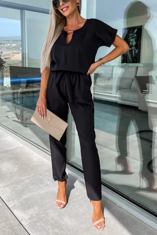 GR | Elegant Keyhole Jumpsuit with Belt for Women
