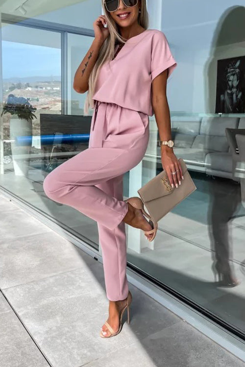 GR | Elegant Keyhole Jumpsuit with Belt for Women