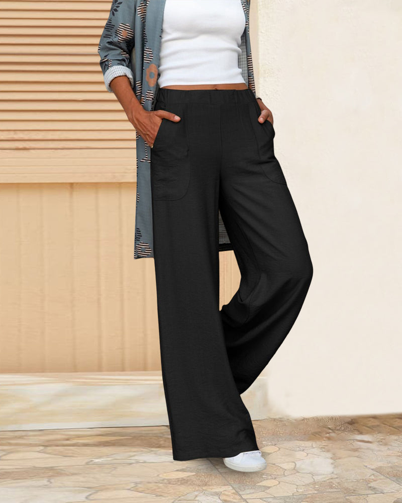 GR | Schmale Hose mit hoher Taille in einfarbigem Farbton