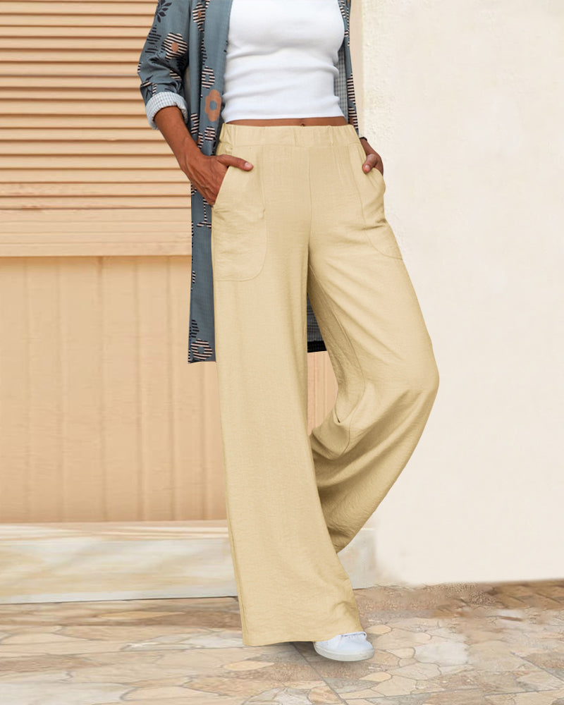 GR | Schmale Hose mit hoher Taille in einfarbigem Farbton