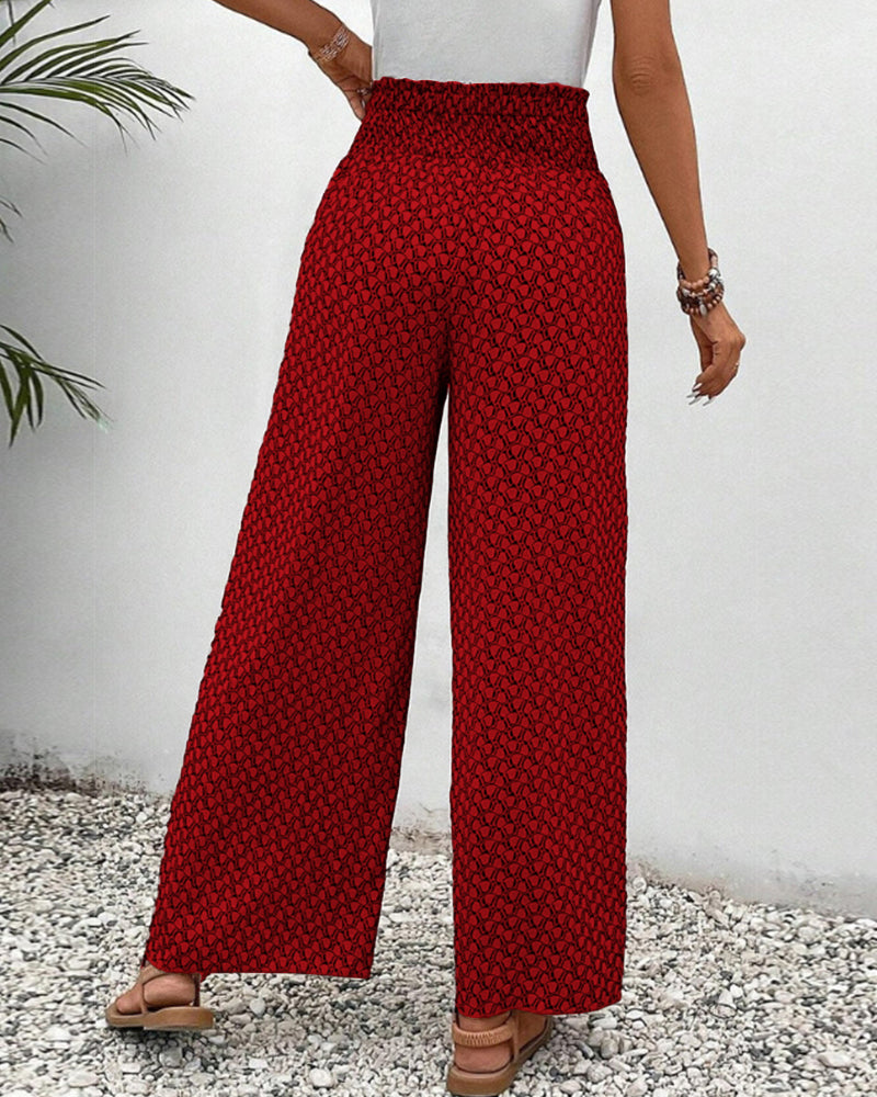 Trousers with chiffon pattern