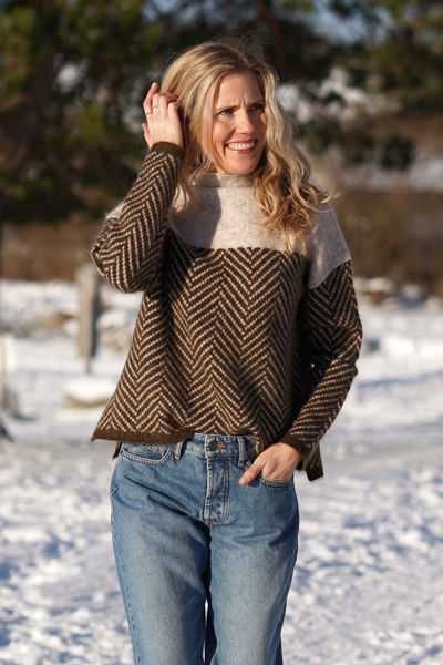 GR | Damen Rollkragenpullover mit Zweifarbdesign