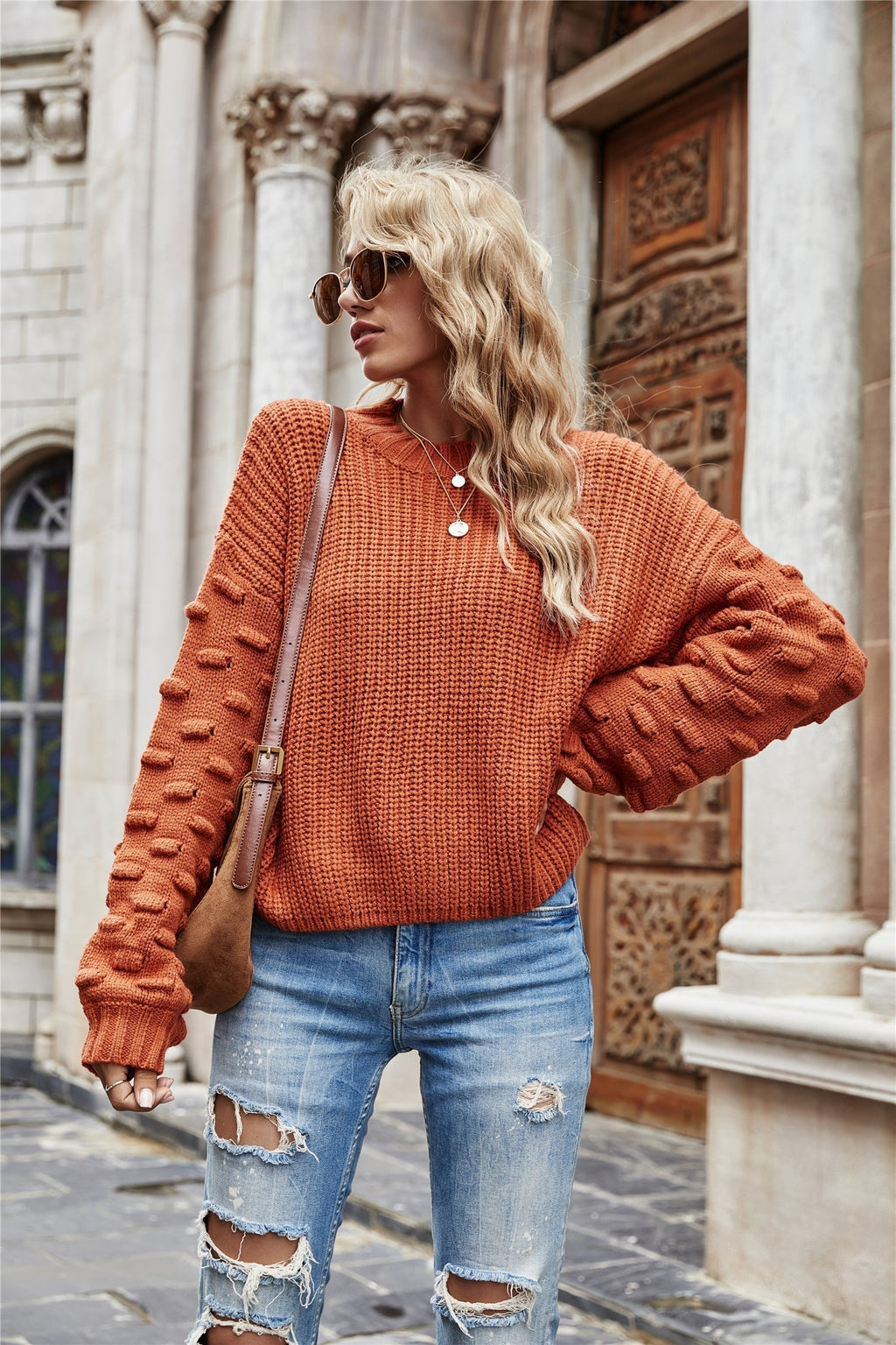 GR Kurzer Pullover Gestrickter Pullover