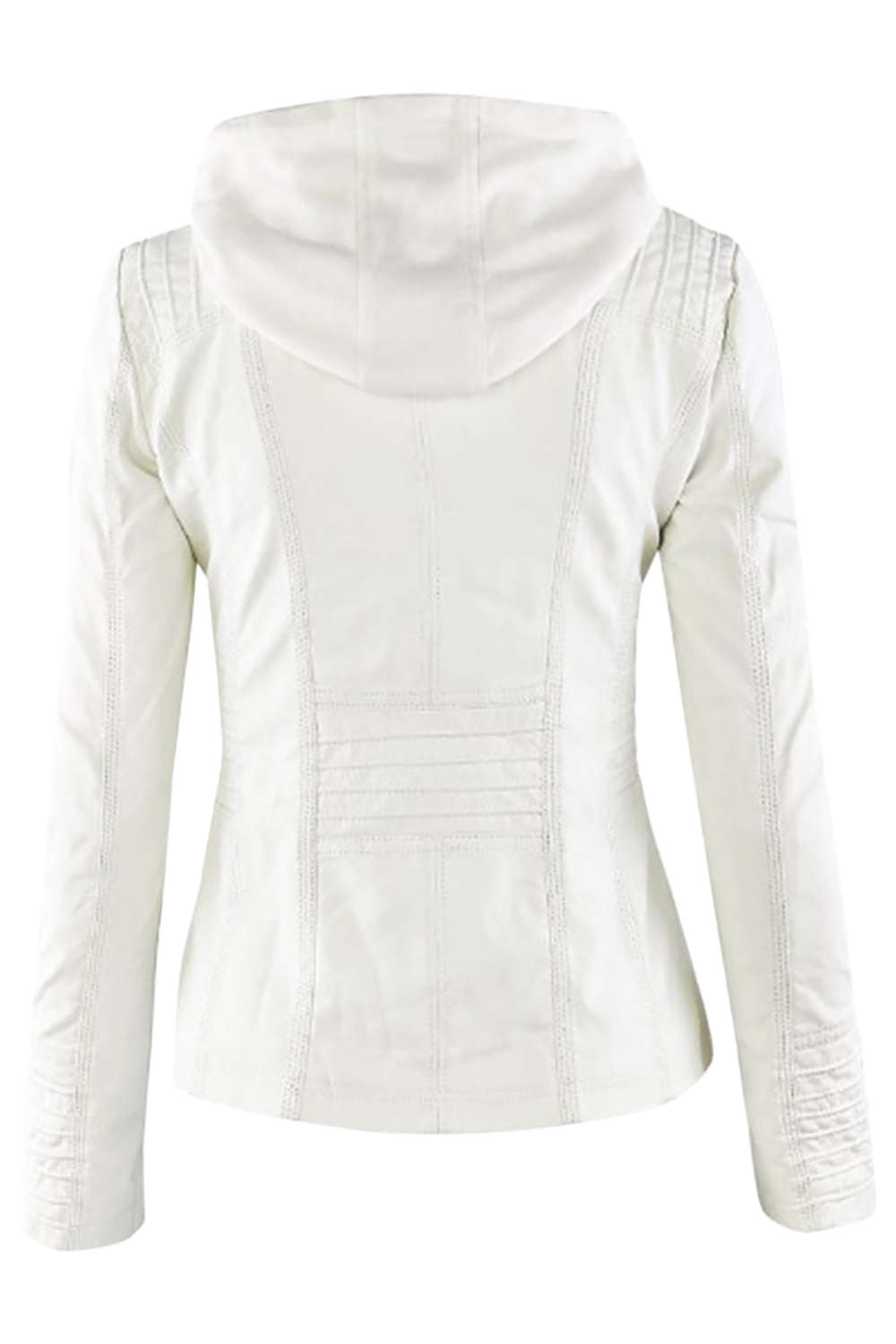 GR | Women's Faux Leather Hooded Jacket with Zipper