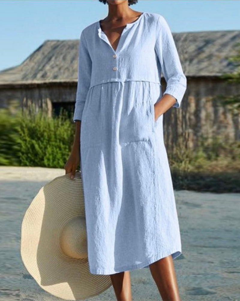 GR | Sommer Midikleid mit Knöpfen Adela