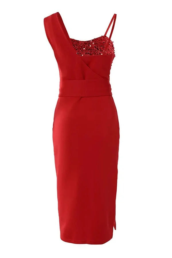 GR | Tampa Nights Sequin Patch Slit Party Dress 