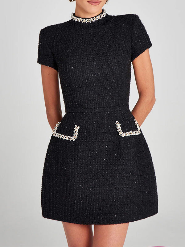 GR | Besticktes Tweed Minikleid Für Frauen