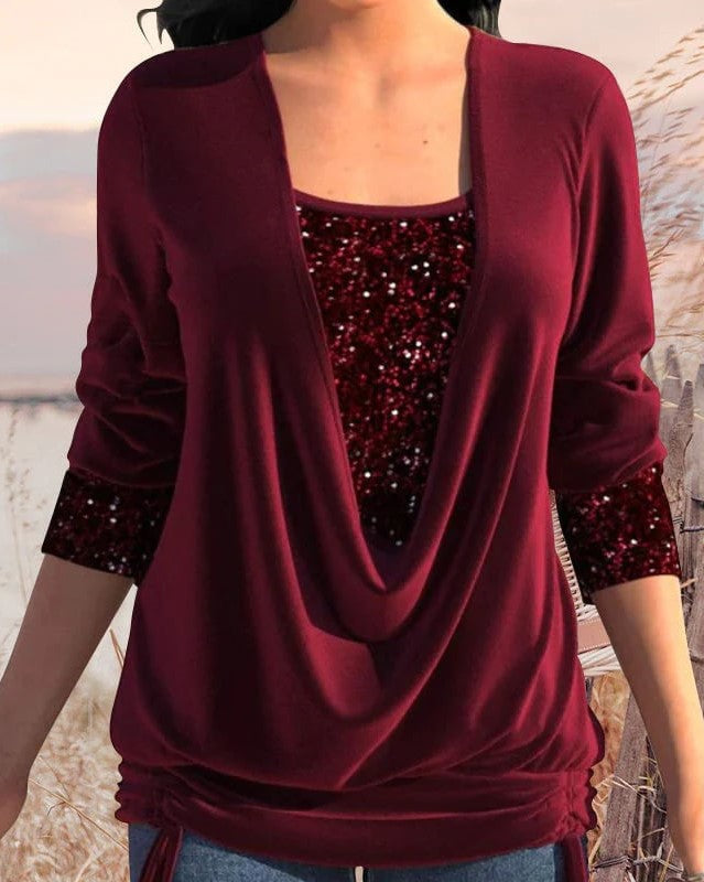 GR - Long-sleeved women's shirt with sequins