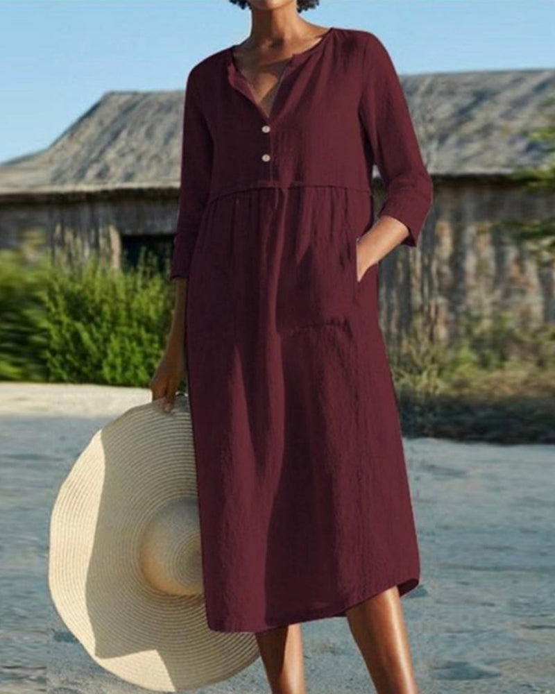 GR | Sommer Midikleid mit Knöpfen Adela