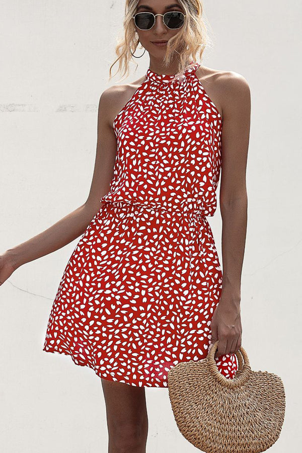 GR Neckholderkleid mit Polka Dot-Print