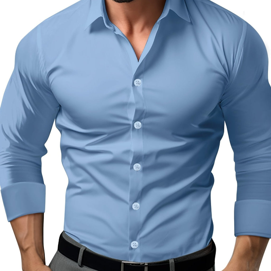 GR | Slim Fit Einfarbiges Baumwollhemd