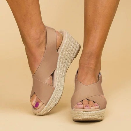 GR | Wedge Sandals with Elastic Straps for Women