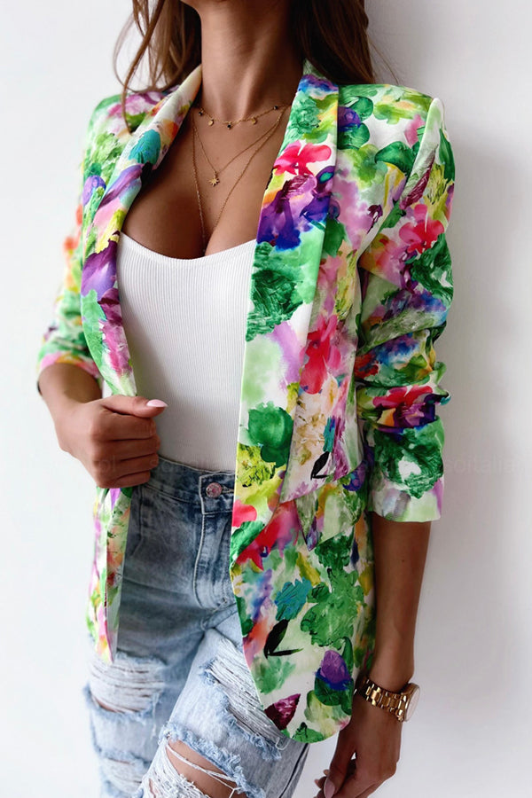 GR | Free and Genuine Floral Lapel Leisure Suit Blazer