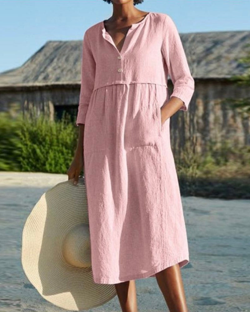 GR | Sommer Midikleid mit Knöpfen Adela