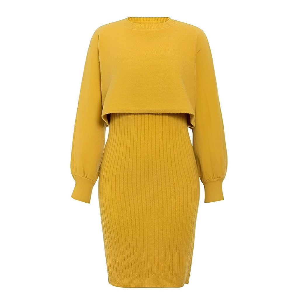 GR | 2-piece knitted dress with flutter sleeves