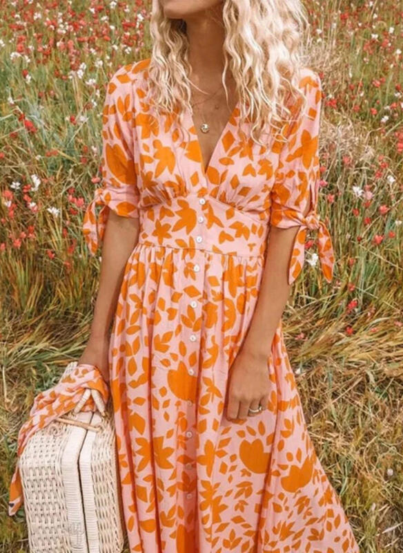 GR | Elegante Orange Abendkleid