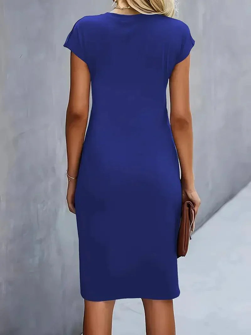 GR | Stilvolles Schmales Kleid Mit Rundhalsausschnitt