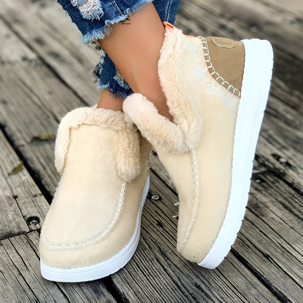 GR | Cozy winter slippers for women: fleece lining, PU sole and soft fabric construction