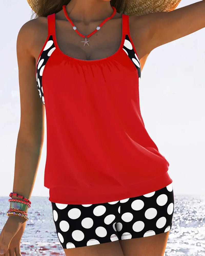 GR | Swimsuit tank top with polka dot boxers