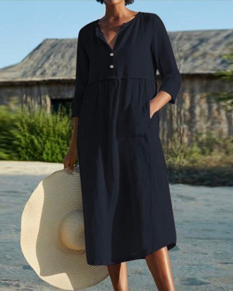 GR | Sommer Midikleid mit Knöpfen Adela