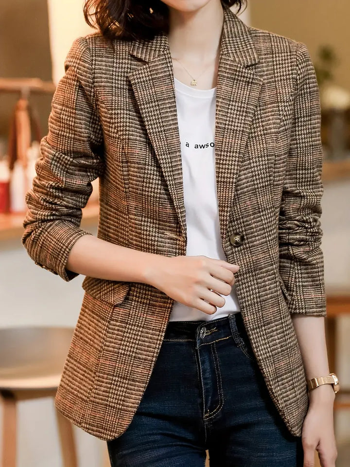 GR | Checked blazer with lapel and one button