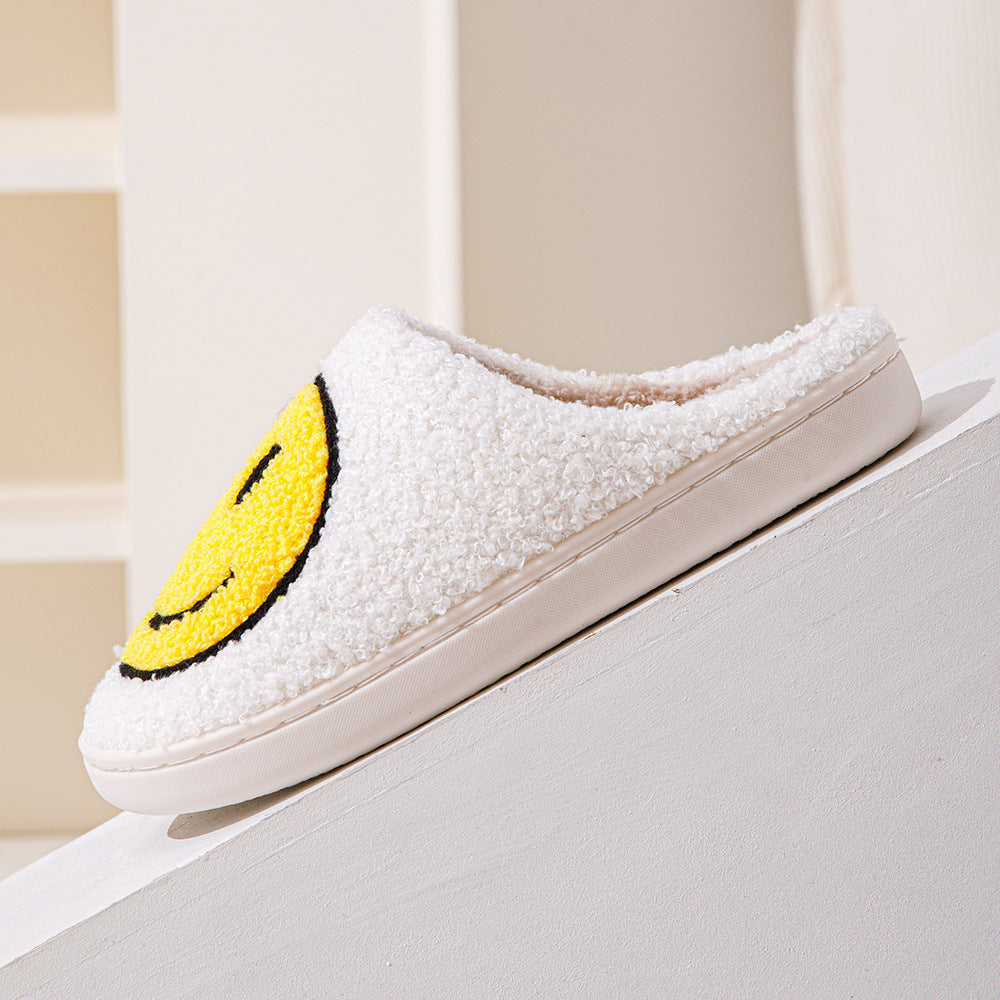GR Large Smiley Pattern Fur Slippers