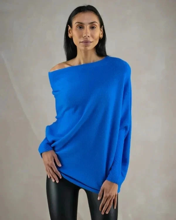 Asymmetrically draped sweater