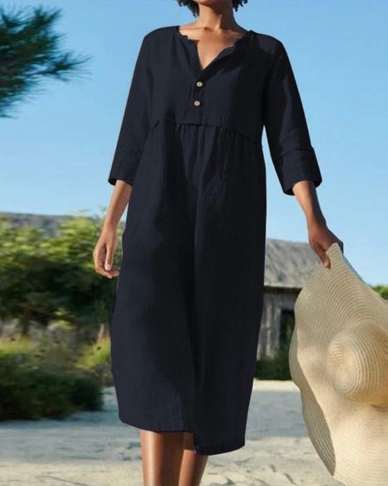 GR | Sommer Midikleid mit Knöpfen Adela