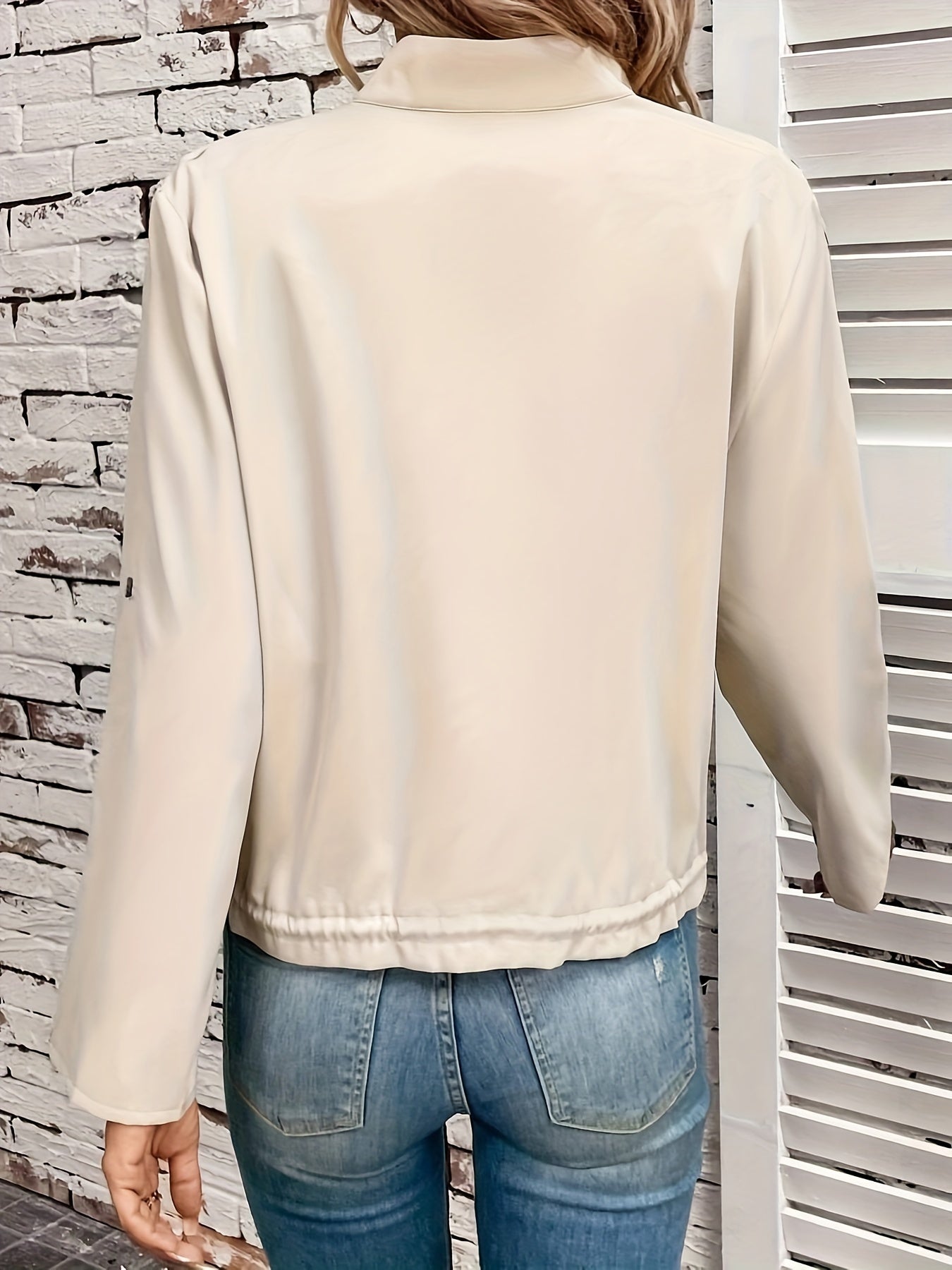 GR | Long-sleeved stand-up collar zip-up jacket