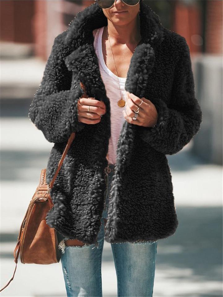 GR | Women's Coats with Plush Teddy Bear Lightweight Fleece Coat Cozy Vintage Sherpa Coat