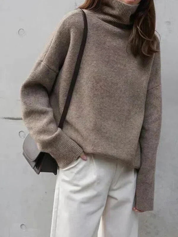 GR | Lässiger Strickjacke Rollkragenpullover für Damen