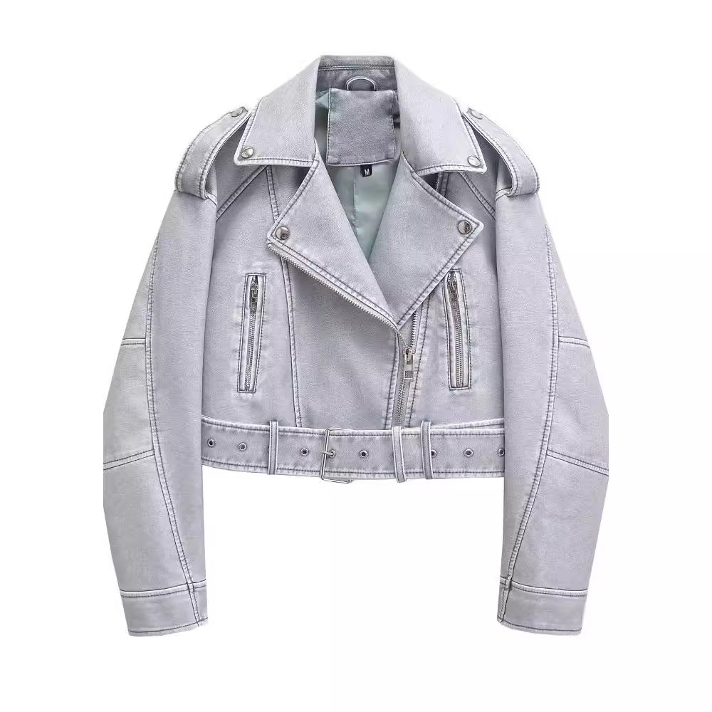 GR | Washable, Gradient Leather Jacket for Women*