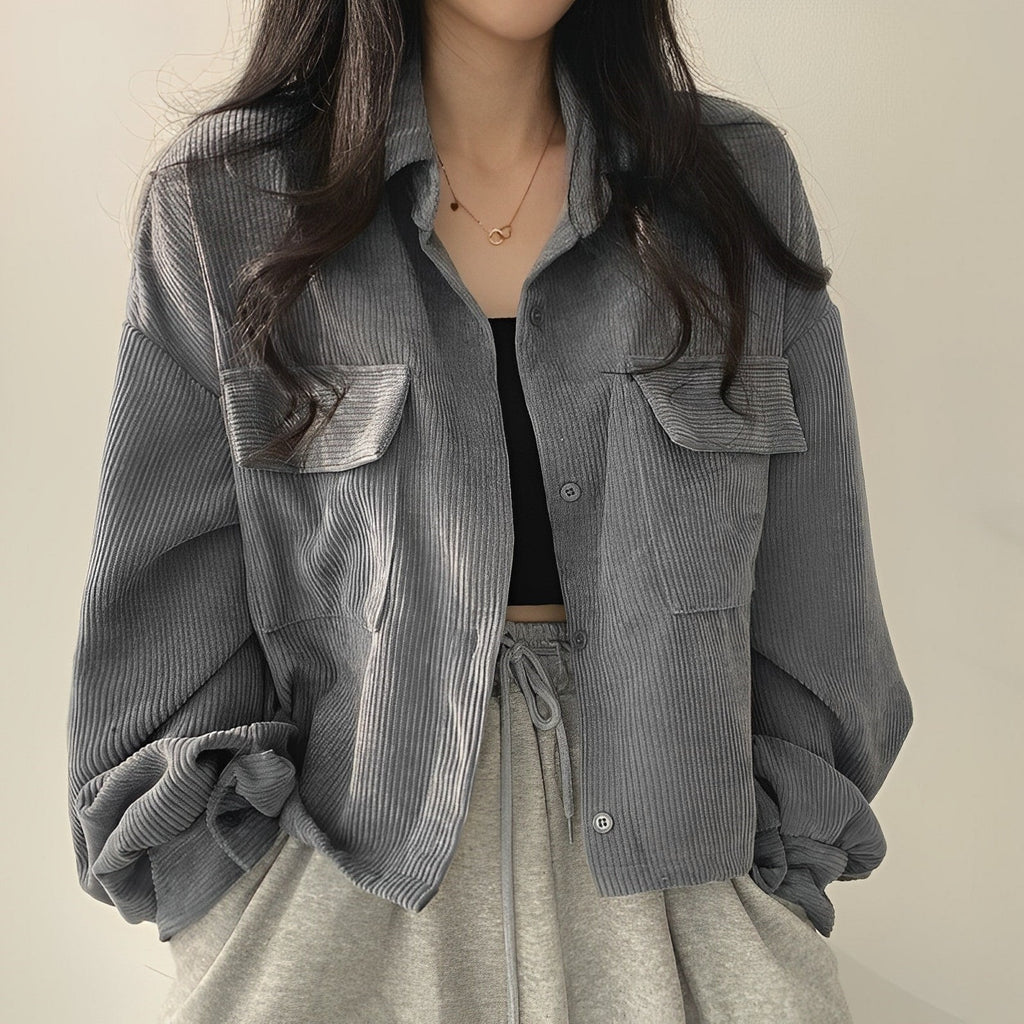 GR | Women's Corduroy Jacket with Short Lapel