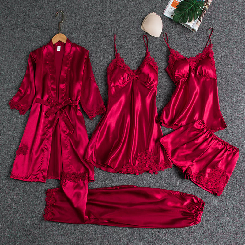 GR | Luxuriöses Satin Nachtkleid Set