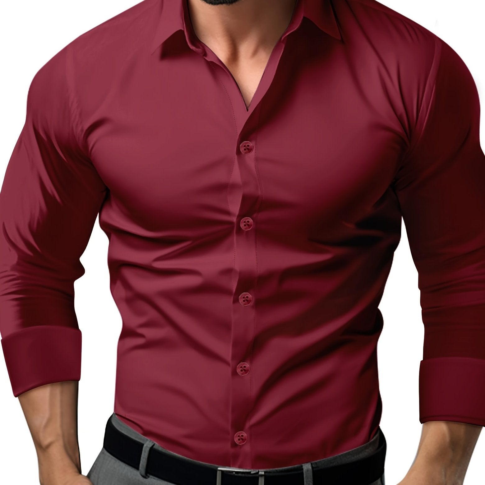GR | Slim Fit Einfarbiges Baumwollhemd
