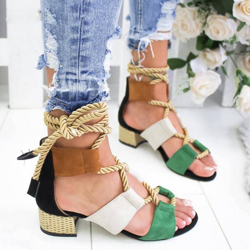 GR | Gladiator-colored strappy heeled sandal