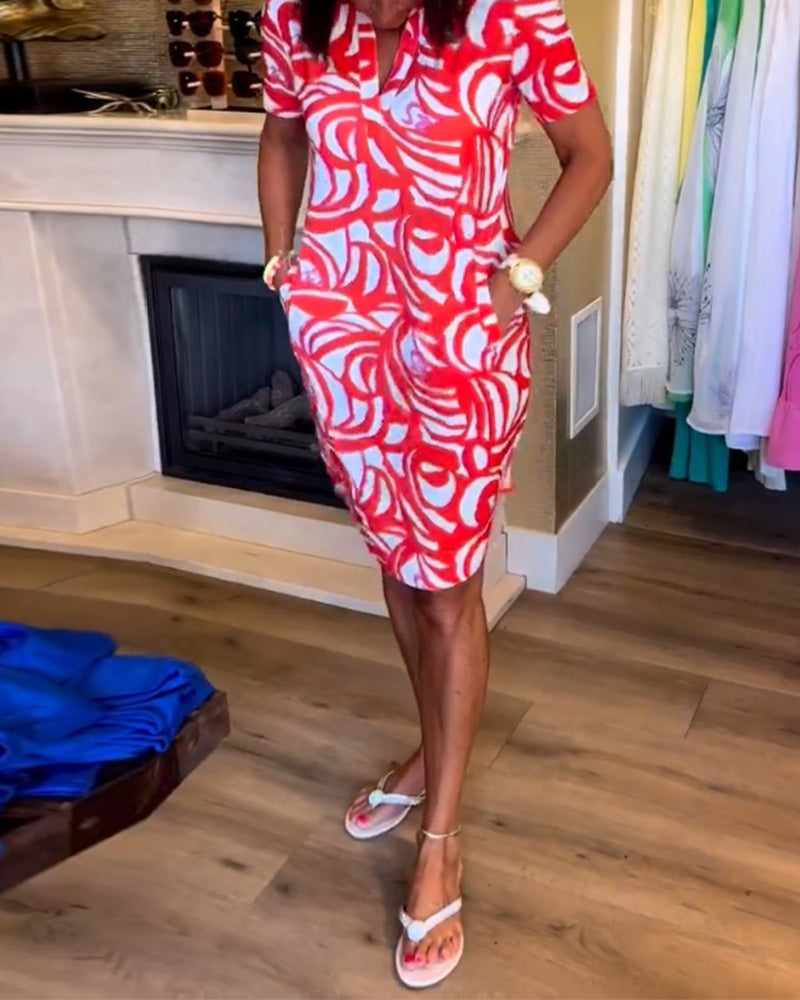 GR | Casual short-sleeved dress with print