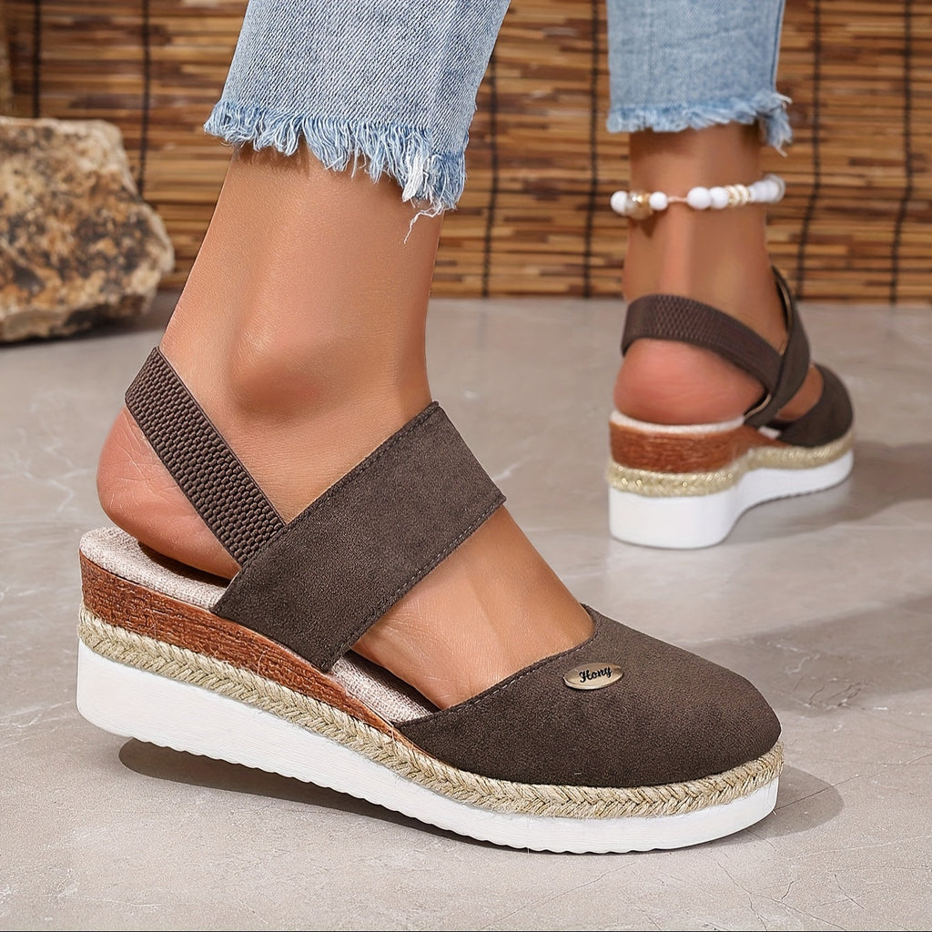 GR | Women's Platform Sandals: Non-slip, Closed Toe, Elastic Strap