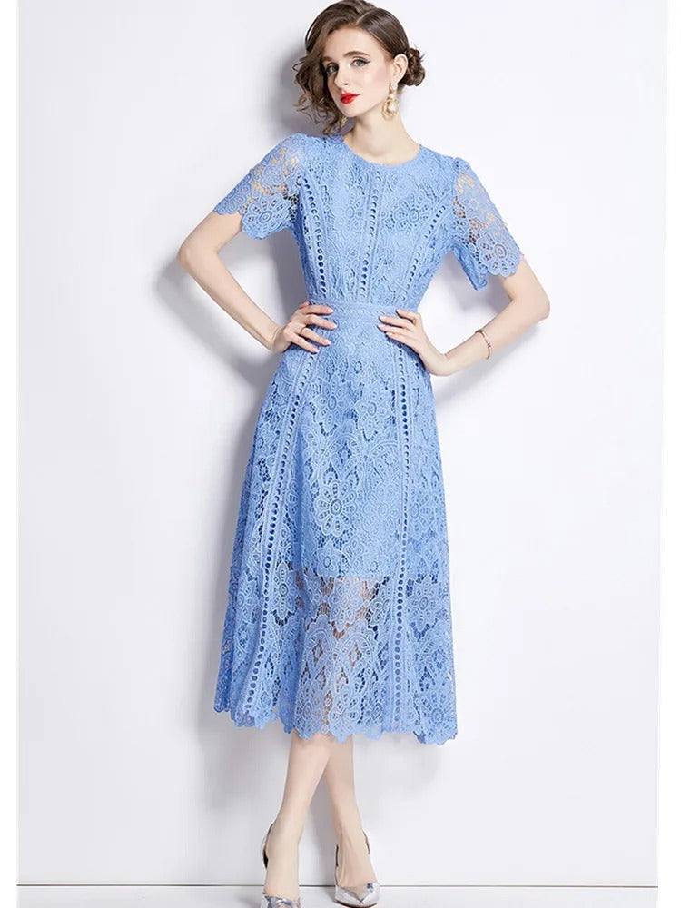 GR | Elegantes Spitzenkleid Midi-Länge