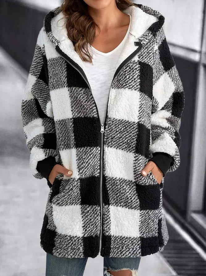 GR | Karo-Hoodie-Jacke Für Frauen