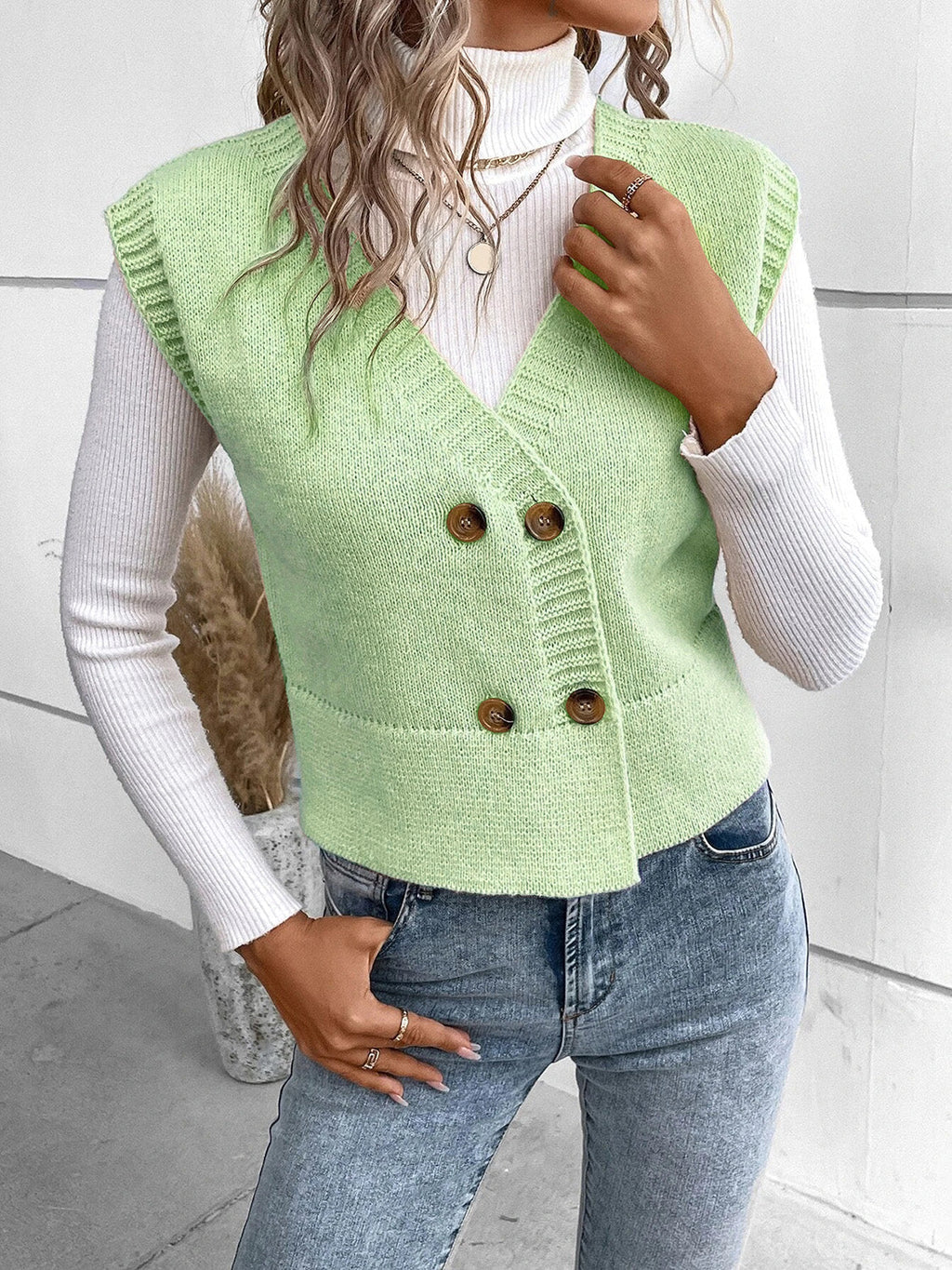 GR | Stylish Autumn Classic Button-Down V-Neck Sweater Vest for Women