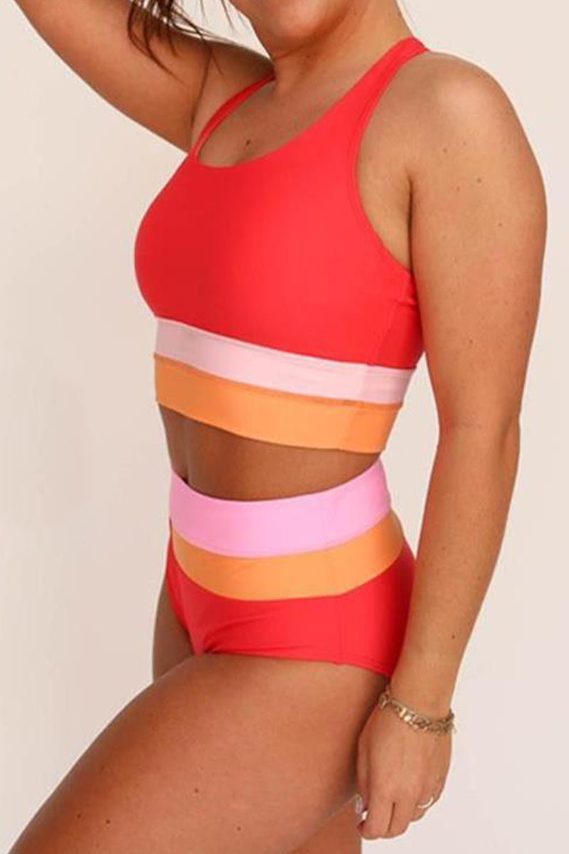 GR | Madi Texturiertes Farbblock Bikini-Set