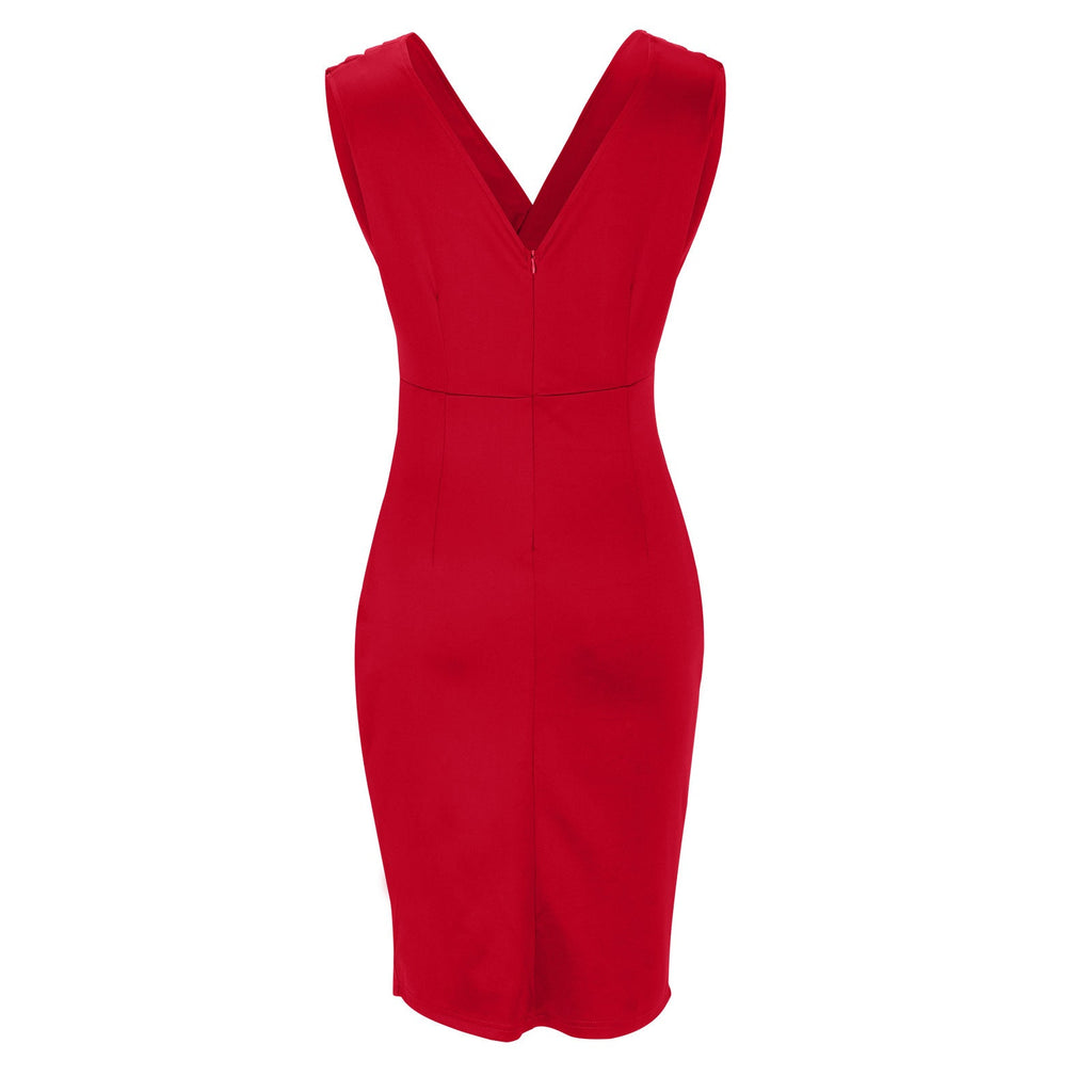 GR | Stilvolle Knielange Kleid mit Faltenwurf und Seitenschlitzen