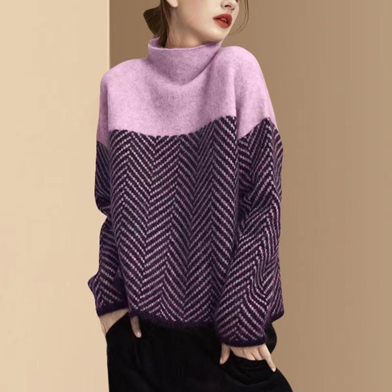 GR | Damen Rollkragenpullover mit Zweifarbdesign
