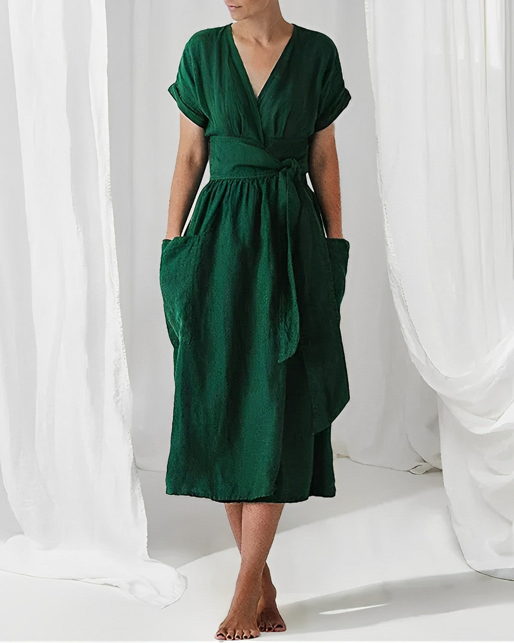 GR - Knit dress with lacing and pockets