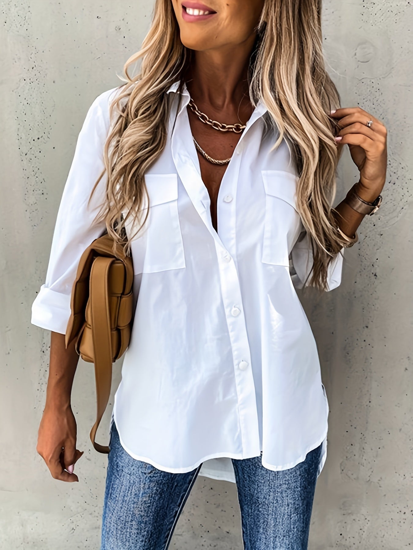 GR | Women's sleeveless lapel collar shirt